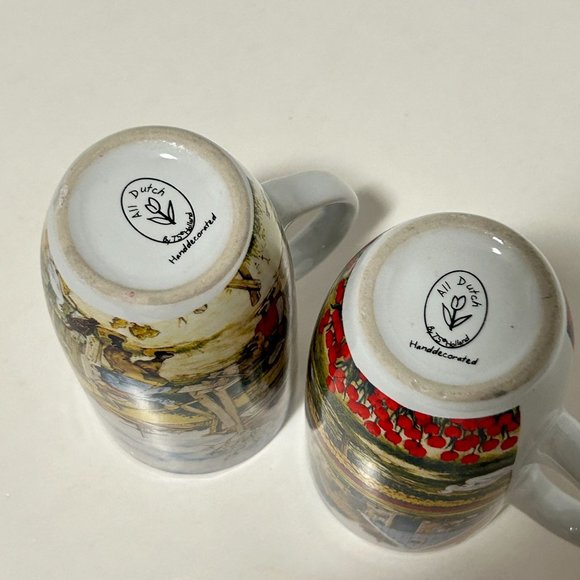 Set 2 Tall Holland Cup Mug Children Windmill Tulips 4.5" All Dutch by TS Holland - Picture 6 of 16